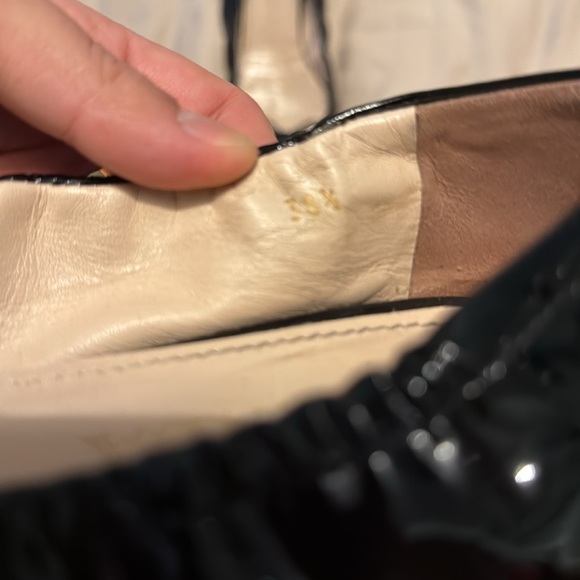 Black Prada Patent Leather Bow Flats 38.5 - Picture 2 of 3